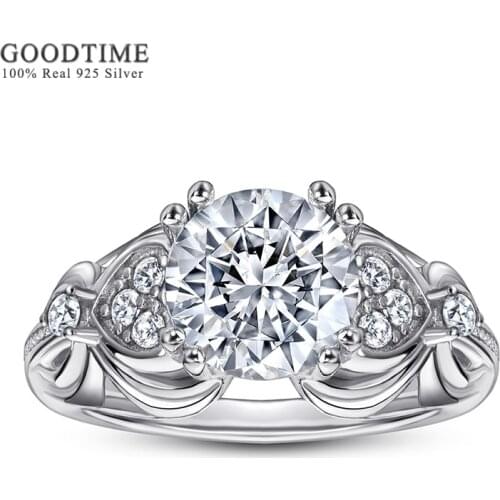 Luxury Woman Ring Pure 100% 925 Sterling Silver Champagne Zircon Bride Wedding Rings Jewelry Anniversary Gift For Girl Party