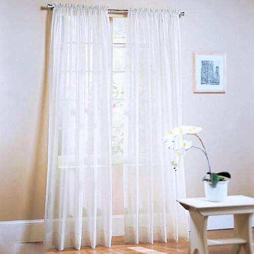 Glass Yarn Sheer Window Valance Curtain Pure Color Bedroom Home Wedding Decor