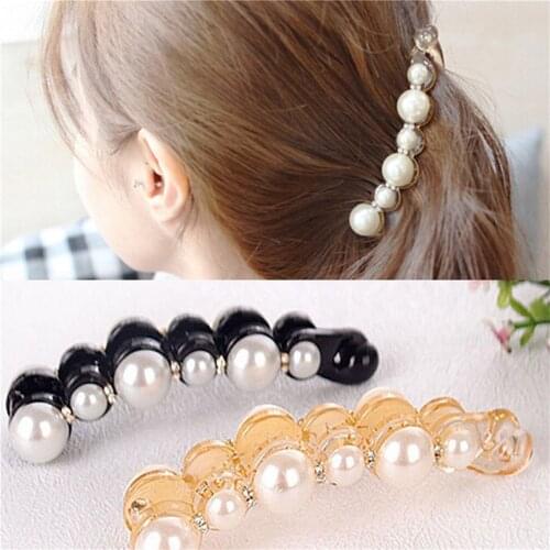 1Pc Simulated Pearls Hairpins Hair Clips Jewelry Banana Clips Headwear Accessories Women Hairgrips Girl Ponytail Barrettes