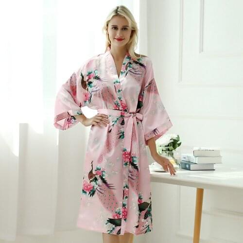 Sexy Mousse Sleepwear Plus Size Women Bath Satin Robe Dressing Gown Sexy Bride Long Robe Floral White Red Black Young Girl