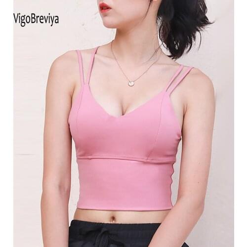 VigoBreviya Women Push Up Seamless Sports Bra Pink Workout Tank Sport Top Crop Fitness Wear For Yoga Gym Brassiere High Impact