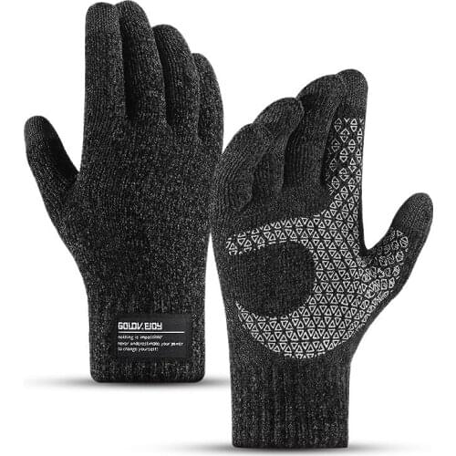Winter Touch Screen Knitted Gloves Men Women Outdoor Riding Non-slip Windproof Thickened Plus Velvet Warm Business Gloves