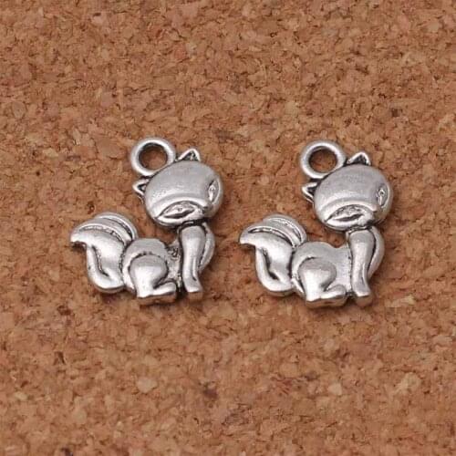 10pcs/lot Cute Cartoon Fox Shape Tibetan Silver Charms 12x15mm Fashion Metal Women Pendants Accessories DIY Jewelry Making