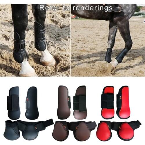 2 Pairs Horse Tendon Fetlock Boots Set PU Neoprene Horse Tendon Boots Front Hind Leg Boots Equestrian Equipment Protective Gear