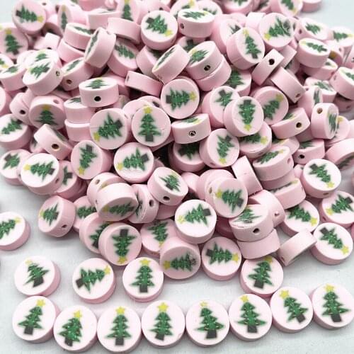 New 30pcs Christmas Snowman Clay Spacer Beads Polymer Clay Beads for Jewelry Making DIY Charms Bracelet Necklace # 06