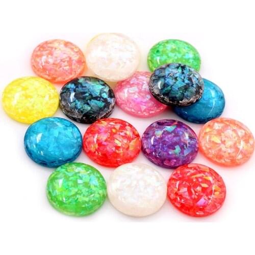 6/8/10/12/14/16/18/20mm New Fashion Mix Color Built-in metal foil Flat back Resin Cabochons Cameo