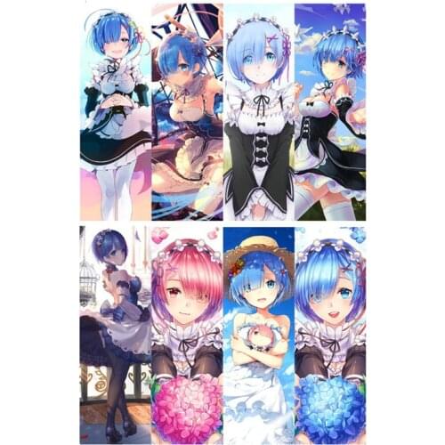 8pcs Re:Zero kara Hajimeru Isekai Seikatsu Anime Bookmarks Waterproof Transparent PVC Plastic Bookmark Beautiful Book Marks Gift