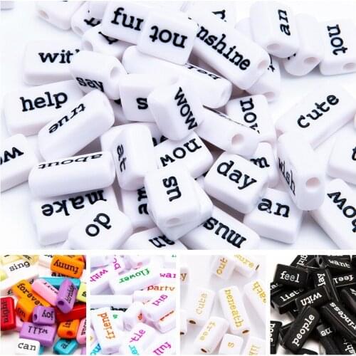80 Words Rectangle Geometry Acrylic Letters Beads Colorful Plastic English Alphabet Initial Jewelry DIY Bracelet Spacer 520pcs