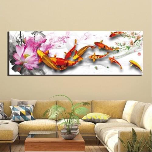 Chinese style Koi Fish Lotus diamond embroidery full rhinestone diy diamond painting cross stitch kit diamond mosaic decorZP-941
