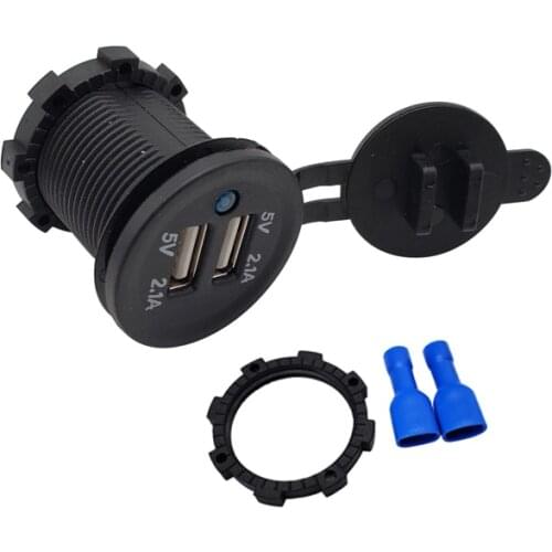 Dual USB Car Charger For Motorcycle Auto Truck Boat 12V 24V Cigarette Lighter USB Charger Power Socket Splitter