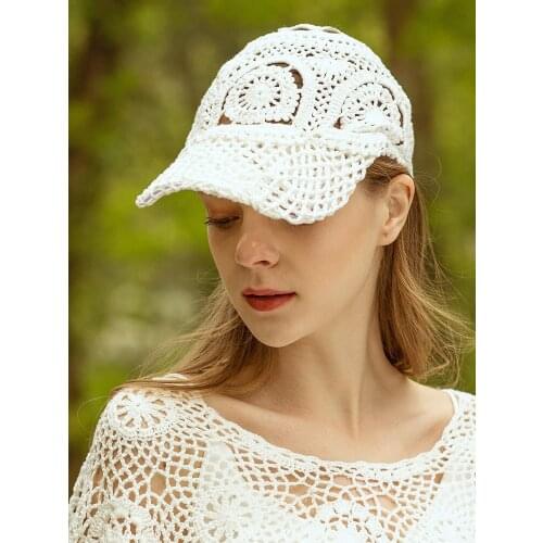 B-7953 Adult Hand-Woven Knitting Hats Female Breathable Slimming Casquette Hat Fashion Retro Baseball Cap Adjustable