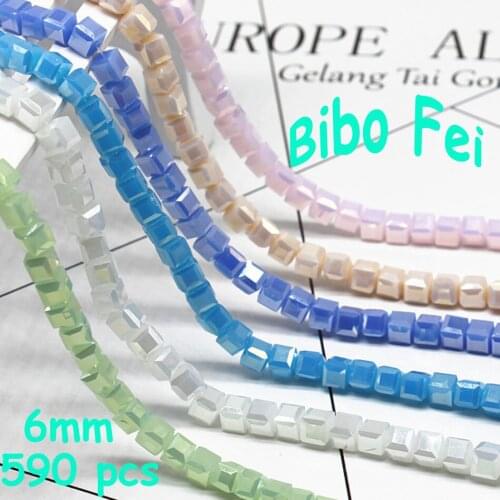 Free shipping multi color 6mm 590PCS Glass Czech crystal beads,Square crystal beads, bracelet necklace Jewelry Making