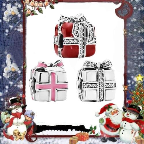 Suitable For Diy Bracelet Beads Genuine 925 Silver Birthday Celebration Gifts, Transparent Cubic Zirconia And Red Enamel Beads