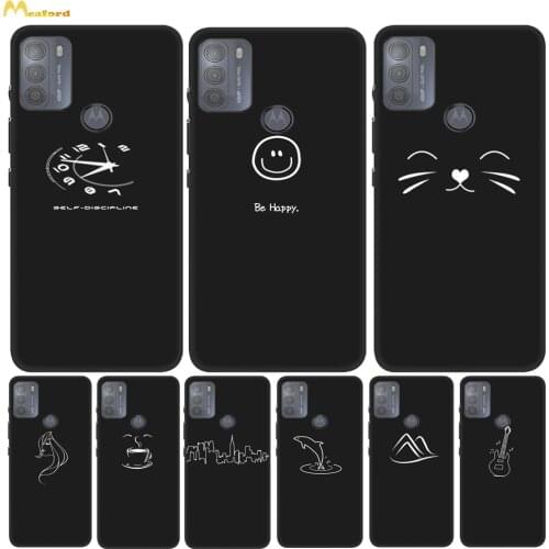 For Motorola Moto G50 Case G 50 30 Soft Silicone Phone Cover For Moto G30 G60 G100 Edge Plus Cases Line Drawing Black TPU Bumper