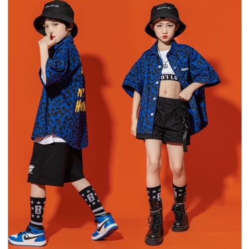 Kids Hip Hop Dancing Clothing Outfits Print Shirt Tops Loose Streetwear Shorts For Girls Boys Jazz Dance Wear Costume Clothes