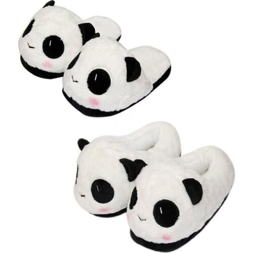 2020 Unisex Indoor Slippers Warm Winter Home Cute Panda Cotton Slides Women/Male Flat Plush Bedroom Lovers Non-Slip Cotton Shoes