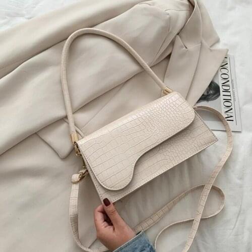 HISUELY Elegant Baguette Bags for Women 2021 New Fashion Designer Handbags Shoulder Bag Alligator Pattern Armpit Bags Crossbody
