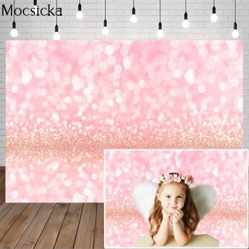 Mocsicka Pink Sequin Bokeh Photography Background Birthday Party Backdrop Graduation Wedding Decoration Props For Photo Studio