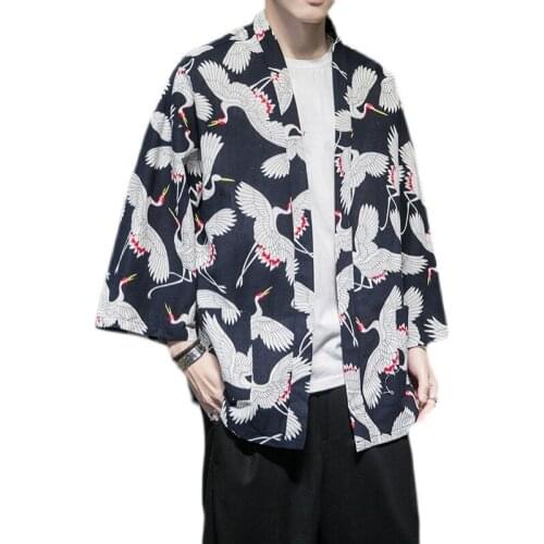 Chinese Hanfu Sunscreen Windbreaker Coat Japanese Kimono Jacket Men 2021 Outdoor Jackets Printed Cardigan Streetwear