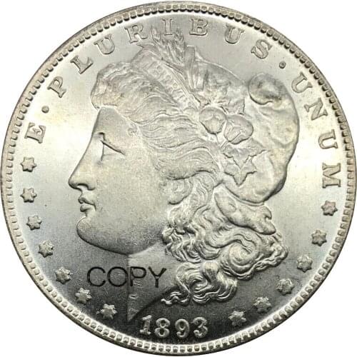 Untied States of America 1 One Dollar Morgan Dollars 1893 Cupronickel Plated Silver Replica Copy Coins