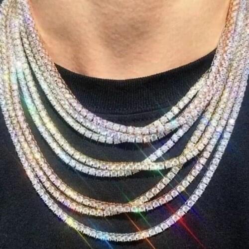 Fashion 1 row Rhinestone mens hip hop Necklace rapper Necklace ice TENNIS NECKLACE shiny womens simple style necklace jewelry