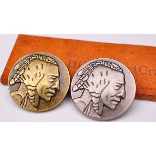 10X 30*30mm Antique Brass/Silver Western Half Dallor Nickle Indian Head Coin Concho For Saddles Headstall Bridle Leathercraft