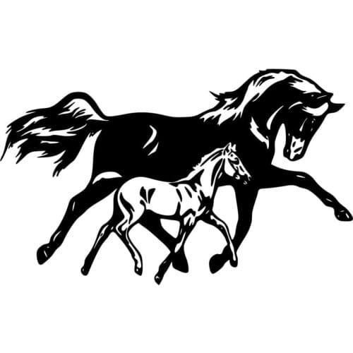 20*12.3CM Horse Filly Colt Rodeo Classic Car Body Stickers Decal Western Farm Car Styling Black/Silver C9-0846