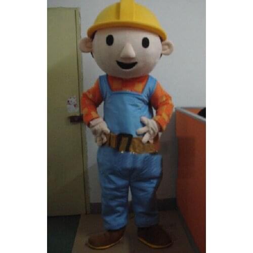 Bob The Builder Adult Fancy Dress Mascot Costume Cartoon Appearl Halloween Birthday Cosplay