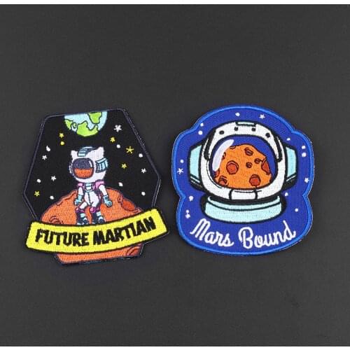 The outer space astronaut patches for Iron on Mars ball embroidered applique badges clothing planet stripe stickers on clothing