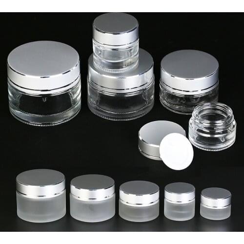 5g 10g 20g 30g 50g 10pcs/lot Empty frosted Glass Jar Straight Sided Cream Jars sliver lid inner liner empty cosmetic container
