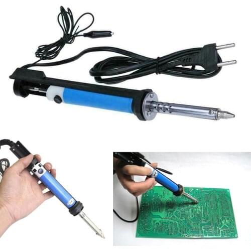 30W Handheld Electric Tin Suction Sucker Pen Desoldering Pump Welding Soldering Tool with Replaceable Nozzle Cleaner EU/US Plug