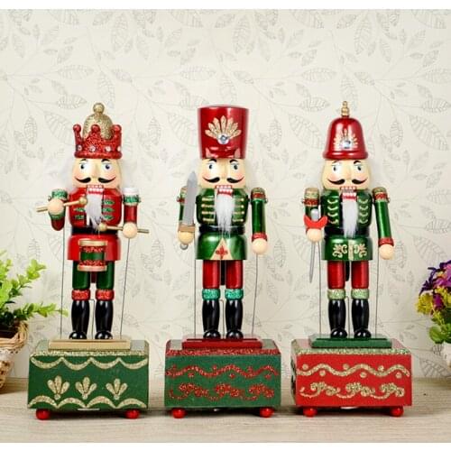 S 32CM Shiny Bright shining pure music Nutcracker doll ,Hand-painted children Christmas toy gift 3pcs/lot D334