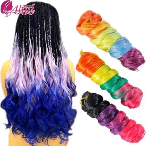 Synthetic hair Braids Ombre Braiding Hair Extension Braid Hair Pink Purple Yellow Golden Colors Crochet braids