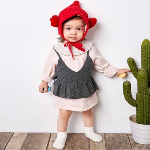 TOU--Baby Girls Winter Warm Hats Kids Autumn Crochet Hats Child Cute Hairy Balls New Years Style Caps
