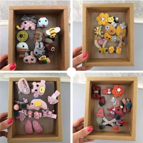 10pcs/Box Mix cartoon animal Bow Flower Hairpins Hair Barrettes Children Accessories Cute Baby Girls Headwear Hair Clip gift set