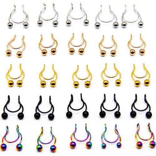 1pcs Nose ring 2020 new nose clip medical stainless steel hot sale nasal septum false nose ring piercing jewelry