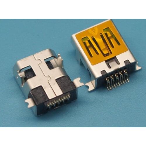 10pcs MINI 10P USB Connector 2 DIP+2 SMT Foot MINI USB 10P For Philips 10P Female Socket