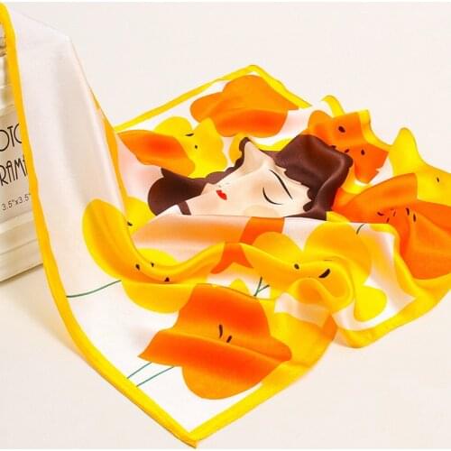 100% Nature Silk Square Scarf Real Silk Handkerchief Small Bandana Women Echarpe Femme 12Momme Silk Headscarf Neck Scarf 53x53cm