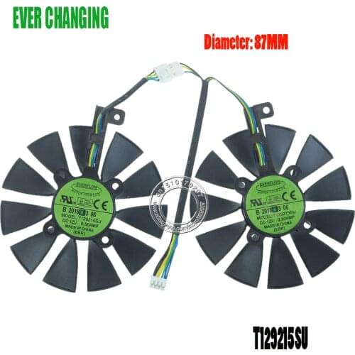 2pcs/lot computer VGA cooler Video card cooling fan for ASUS STRIX GTX960 GTX950 GTX750Ti T129215SU Graphics Cards Fans