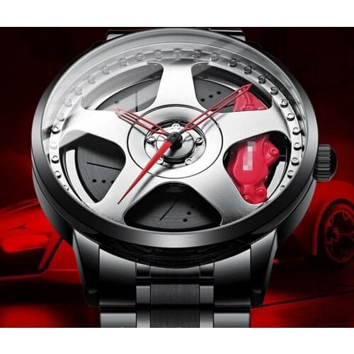 2021 Hot Sale Mens Luxury Watches Sports Car Watches Waterproof Sport Rim Hub Wheel Wristwatch Car Quartz Mens Real 3D Model