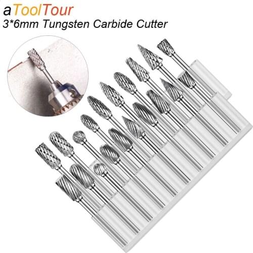 3*6mm Metal Drawing Tungsten Carbide Milling Cutter Rotary Burr CNC Engraving Abrasive Diamond Grinding Metal Milling Polishing