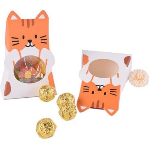 50pcs Colorful Cute Cat Shape Gift Box Food Bag Baking Candy Bag For Wedding Event&party Favor Gift Box Package Empaquetado
