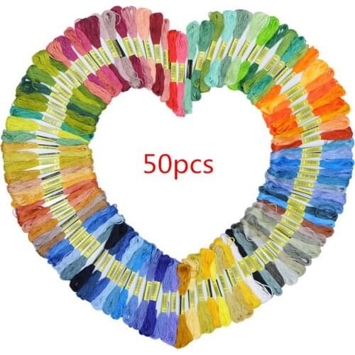 New 50 pcs Random Color embroidery DIY Silk Line Branch Threads Similar Dmc Thread Floss Skein Cross Stitch Thread