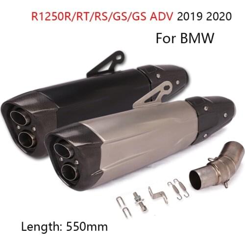 550mm for BMW R1250R/RS/RT/GS R1250GS ADV 2019 2020 Exhaust Pipe Motorcycle Mid Link Tube 51mm Dual-outlet Muffler Escape Pipe