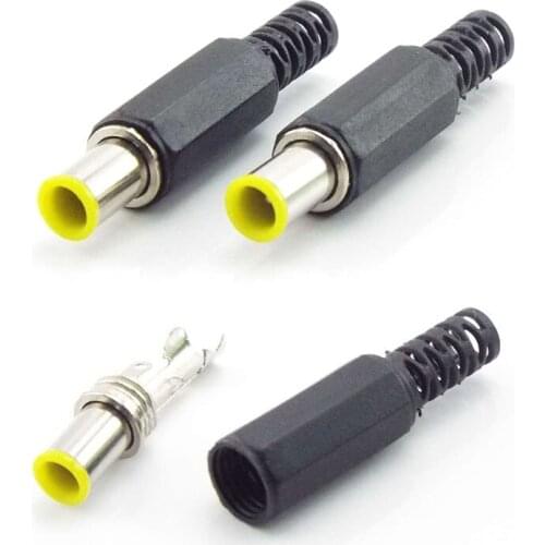 6.5mm x 4.4mm DC male Power Connector plug Adapter with 1.3mm Pin connector Power Plug Yellow 6.5 4.4 Male Welding Audio DIY