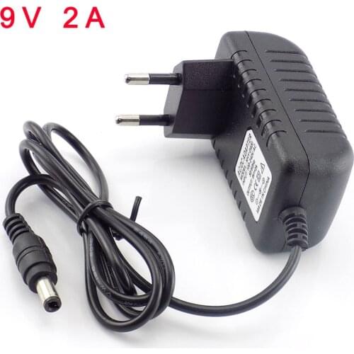 Power adapter 9V 2A 2000ma 5.5x2.1mm 5.5x2.5mm 1M cable power supply EU US adaptor AC 100V-240V Converter Adapter