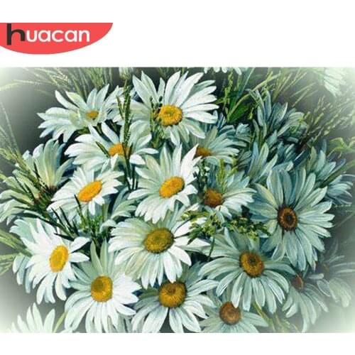 HUACAN Diamond Art Painting Daisy Flower Mosaic Embroidery Cross Stitch Floral Home Decor Wall Stickers