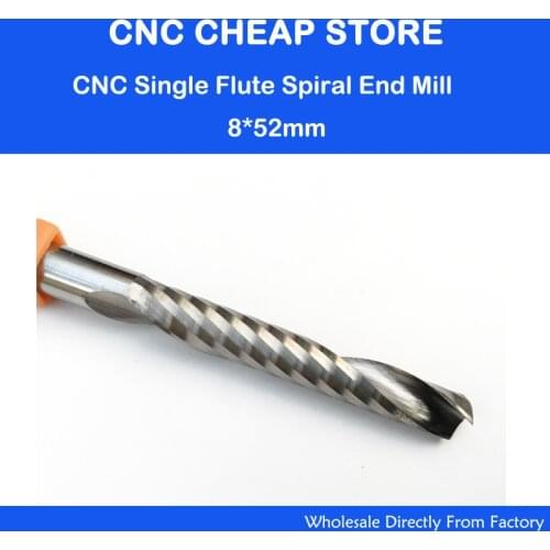 Free Shipping 8mm Carbide CNC Router Bits one Flutes Spiral End Mills Single Flutes Milling Cutter PVC Cutter CEL 52mm