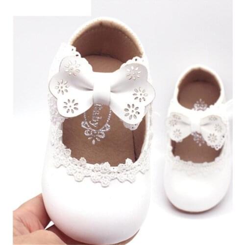 Brand Baby Girls Shoes Leather Solid infant Kids Shoes Lace Bowknot Princess Children Shoes For Toddler Girls