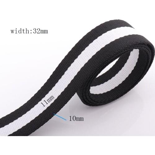 Black striped Webbing Ribbon 32mm webbing ribbon Strap pet Collar strap Handbag Webbing Strap Light Lanyard Ribbon Purse Strap